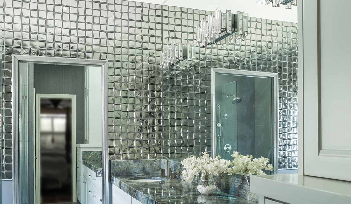 Mirror Glass Backsplash Tile Gold Crystal Mirrored Tile